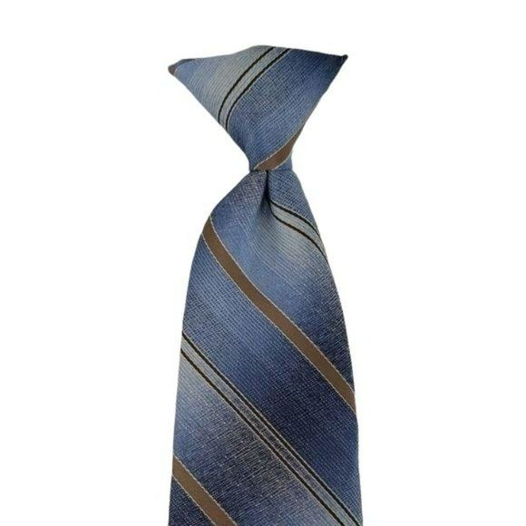Wembley Boys Wash and Wear Blue Striped‎ Clip On Neck Tie - Picture 2 of 5